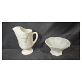 Set of 5 Vintage White Milk Glass Vases and Pitcher Collection