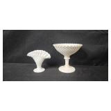 Set of 5 Vintage White Milk Glass Vases and Pitcher Collection