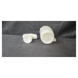 Set of 5 Vintage White Milk Glass Vases and Pitcher Collection