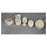 Collection of Vintage Pressed Glass Dishes and Trinket Boxes