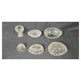 Collection of Vintage Pressed Glass Dishes and Trinket Boxes