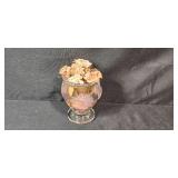 Vintage Vanity Set with Mirror, Perfume Bottles, Shaving Razor, and Decorative Boxes