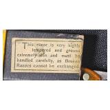 Vintage Vanity Set with Mirror, Perfume Bottles, Shaving Razor, and Decorative Boxes