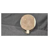 Vintage Vanity Set with Mirror, Perfume Bottles, Shaving Razor, and Decorative Boxes