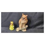 Set of 6 Vintage Figurines and Decor - Animals, House Box, Cart Planter