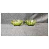 Collection of Vintage Green Glass Vases, Bowls, and Fish-Shaped Bottle