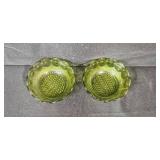 Collection of Vintage Green Glass Vases, Bowls, and Fish-Shaped Bottle