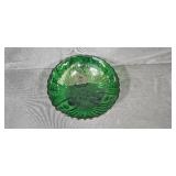 Collection of Vintage Green Glass Vases, Bowls, and Fish-Shaped Bottle