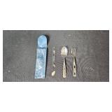 Collection of Vintage Metal and Kitchen Utensils with Percolator, Grater, Sifter, and Molds