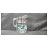 Glass Pitcher with Blue Tumblers and Green Goblet Set