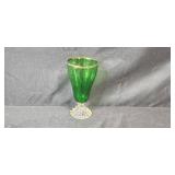 Glass Pitcher with Blue Tumblers and Green Goblet Set