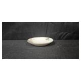 Vintage Tea Cups with Saucers, Green Glass Bowl, Blue Covered Candy Dish, and Footed Clear Glass Bowl Collection