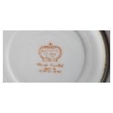 Vintage Tea Cups with Saucers, Green Glass Bowl, Blue Covered Candy Dish, and Footed Clear Glass Bowl Collection