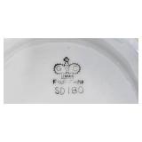 Vintage Tea Cups with Saucers, Green Glass Bowl, Blue Covered Candy Dish, and Footed Clear Glass Bowl Collection