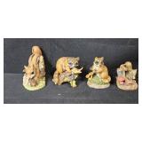 Collection of Woodland Animal Porcelain Figurines Including Raccoons and Squirrels