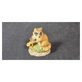 Collection of Woodland Animal Porcelain Figurines Including Raccoons and Squirrels