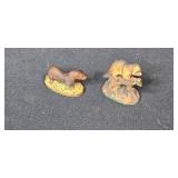 Collection of Woodland Animal Porcelain Figurines Including Raccoons and Squirrels