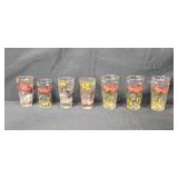 Set of Vintage Tall Glasses with Game Bird Designs