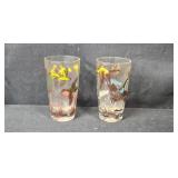 Set of Vintage Tall Glasses with Game Bird Designs