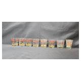 Set of Vintage Glasses with Cardinal Bird Motif