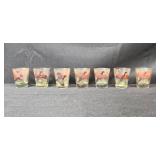 Set of Vintage Bird-Themed Drinking Glasses and Shot Glasses