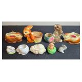 Collection of Vintage Ceramic and Porcelain Bunny Figurines and Planters