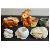 Collection of Vintage Ceramic and Porcelain Bunny Figurines and Planters
