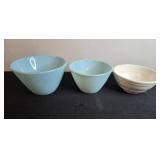 Collection of Vintage Mixing and Decorative Bowls, Glass and Pottery Assortment