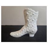 Set of Vintage White Milk Glass Vases and Candle Holders