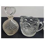 Collection of Vintage Pressed Glass Decanters, Vases, and Tableware