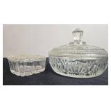 Collection of Vintage Pressed Glass Decanters, Vases, and Tableware