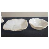 Collection of Vintage White Milk Glass Bowls, Vases, and Mug