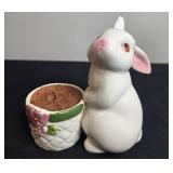 Vintage Bunny Figurine Collection with Avon Candle, Dakin Mug, and Enesco Mini Vase