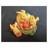 Vintage Bunny Figurine Collection with Avon Candle, Dakin Mug, and Enesco Mini Vase