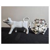 Collection of Vintage Ceramic Animal Creamers and Glass Measuring Cup