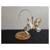 Collection of Vintage Nursery Decor, Hobnail Lamp, Carousel Ornaments, Baby Shoes, and Marbles