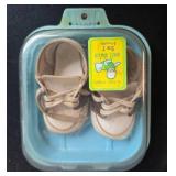 Collection of Vintage Nursery Decor, Hobnail Lamp, Carousel Ornaments, Baby Shoes, and Marbles