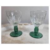 Vintage Milk Glass Pedestal Plate, Ceramic Platters, and Avon Emerald Accent Cordial Glasses Set