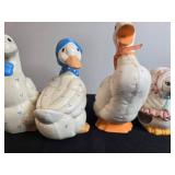Collection of 7 Vintage Goose Figurines Ceramic and Porcelain, Enesco and Others