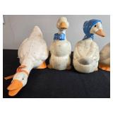 Collection of 7 Vintage Goose Figurines Ceramic and Porcelain, Enesco and Others