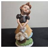 Vintage Collectibles Lot: Russ Bell, Porcelain Girl Figurine, Art Glass Vase, Handpainted Glass Plate