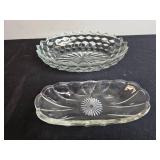 Vintage Blue Glass Containers and Clear Pressed Glass Dishes Lot