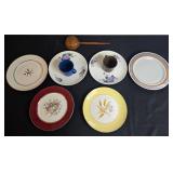 Vintage Mixed Dinnerware Collection - Plates, Cups, and Woven Ladle