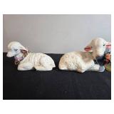 Set of Ceramic Animal Figurines Including Lambs, Ducks, and Rabbits