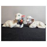 Set of Ceramic Animal Figurines Including Lambs, Ducks, and Rabbits