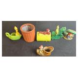 Collection of Vintage Ceramic Figurines and Planters with Elf and Fantasy Themes