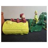 Collection of Vintage Ceramic Figurines and Planters with Elf and Fantasy Themes