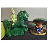Collection of Vintage Ceramic Figurines and Planters with Elf and Fantasy Themes