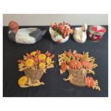 Collection of Duck and Swan Planters, Wall Plaques, and Decorative Tin