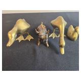 Collection of Vintage Brass Animal Figurines and Candle Holder